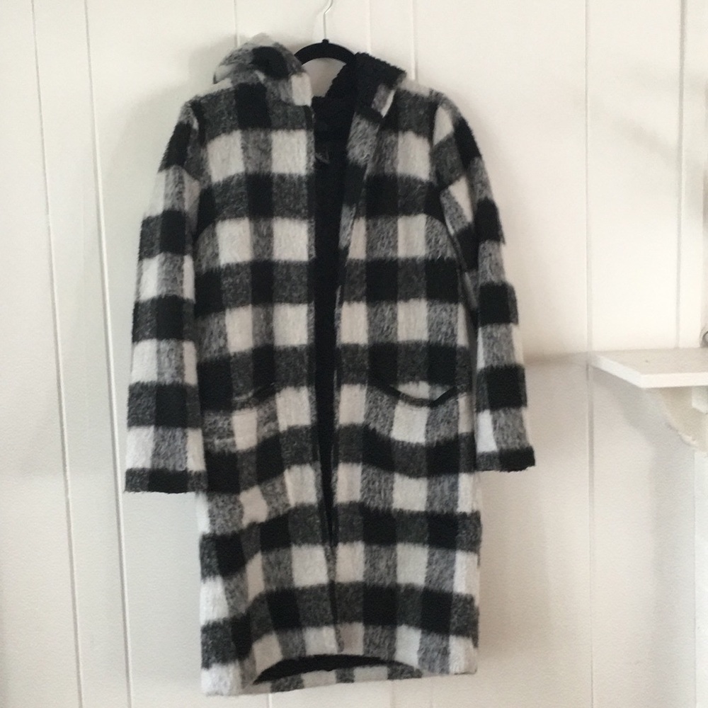 Checkered thick trench coat